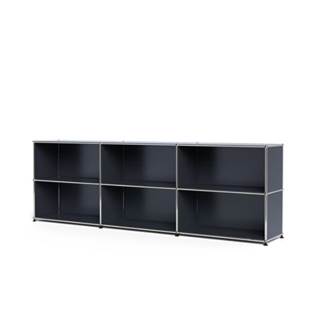 3x2 Modular Metal Sideboard with 0 door [W(750+750+750)XD350XH(350+350)] by Usm #Anthracite [RAL 7016]