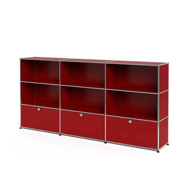 3x3 Modular Metal Highboard with 3 bottom doors & 4-3-3-4-3-3 pannels [W(750+750+750)XD350XH(350+350+350)] by Usm #USM Ruby Red