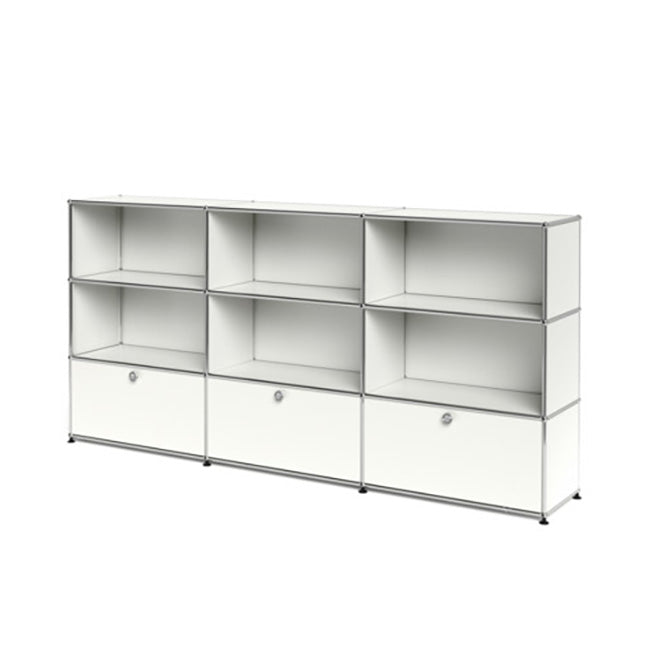 3x3 Modular Metal Highboard with 3 bottom doors & 4-3-3-4-3-3 pannels [W(750+750+750)XD350XH(350+350+350)] by Usm #Pure White [RAL 9010]