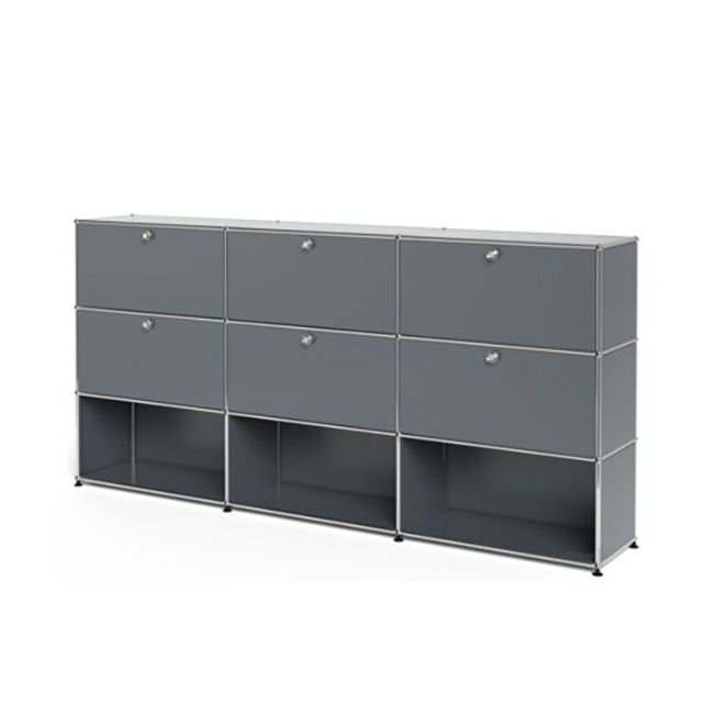 3x3 Modular Metal Highboard with 6 top doors & 4-3-3 pannels [W(750+750+750)XD350XH(350+350+350)] by Usm #USM Mid-Gray