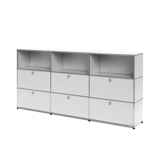 3x3 Modular Metal Highboard with 6 bottom doors & 4-3-3 pannels [W(750+750+750)XD350XH(350+350+350)] by Usm #USM Matte Silver