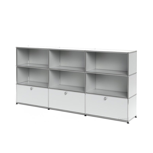 3x3 Modular Metal Highboard with 3 bottom doors & 4-3-3-4-3-3 pannels [W(750+750+750)XD350XH(350+350+350)] by Usm #USM Matte Silver