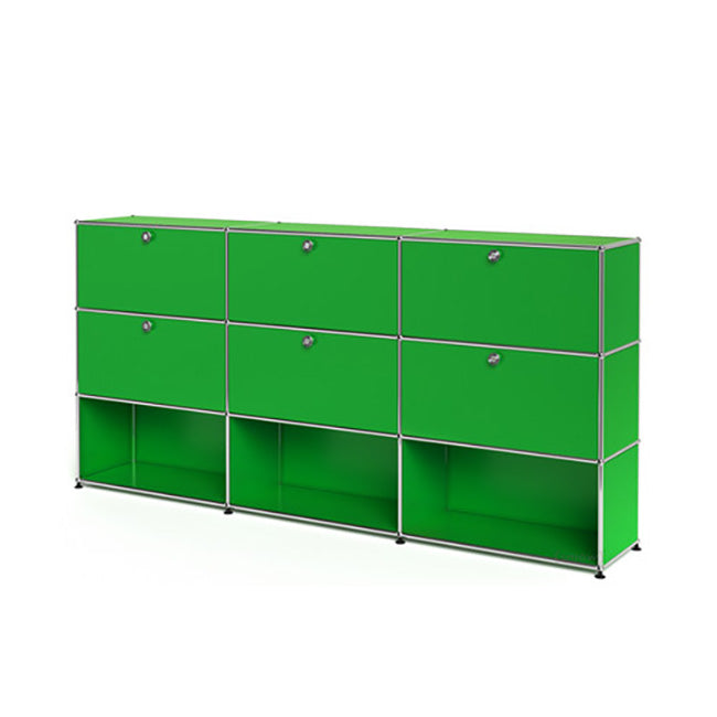 3x3 Modular Metal Highboard with 6 top doors & 4-3-3 pannels [W(750+750+750)XD350XH(350+350+350)] by Usm #USM Green