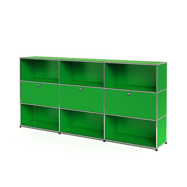 3x3 Modular Metal Highboard with 3 middle doors & 4-3-3-4-3-3 pannels [W(750+750+750)XD350XH(350+350+350)] by Usm #USM Green