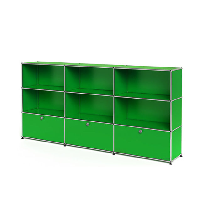 3x3 Modular Metal Highboard with 3 bottom doors & 4-3-3-4-3-3 pannels [W(750+750+750)XD350XH(350+350+350)] by Usm #USM Green