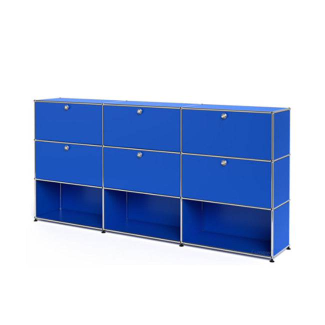 3x3 Modular Metal Highboard with 6 top doors & 4-3-3 pannels [W(750+750+750)XD350XH(350+350+350)] by Usm #Gentian Blue [RAL 5010]