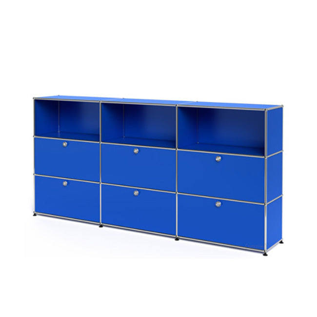 3x3 Modular Metal Highboard with 6 bottom doors & 4-3-3 pannels [W(750+750+750)XD350XH(350+350+350)] by Usm #Gentian Blue [RAL 5010]