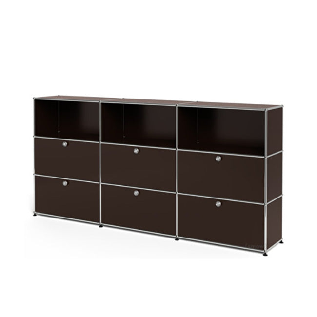 3x3 Modular Metal Highboard with 6 bottom doors & 4-3-3 pannels [W(750+750+750)XD350XH(350+350+350)] by Usm #USM Brown