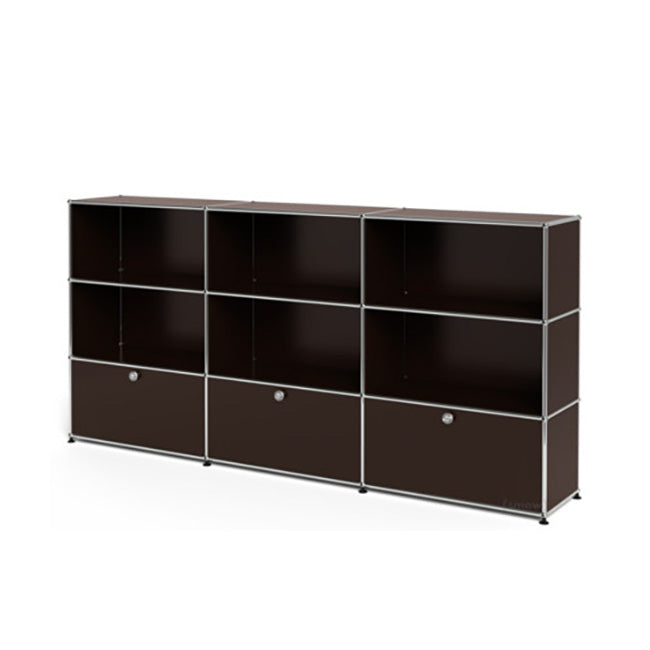 3x3 Modular Metal Highboard with 3 bottom doors & 4-3-3-4-3-3 pannels [W(750+750+750)XD350XH(350+350+350)] by Usm #USM Brown