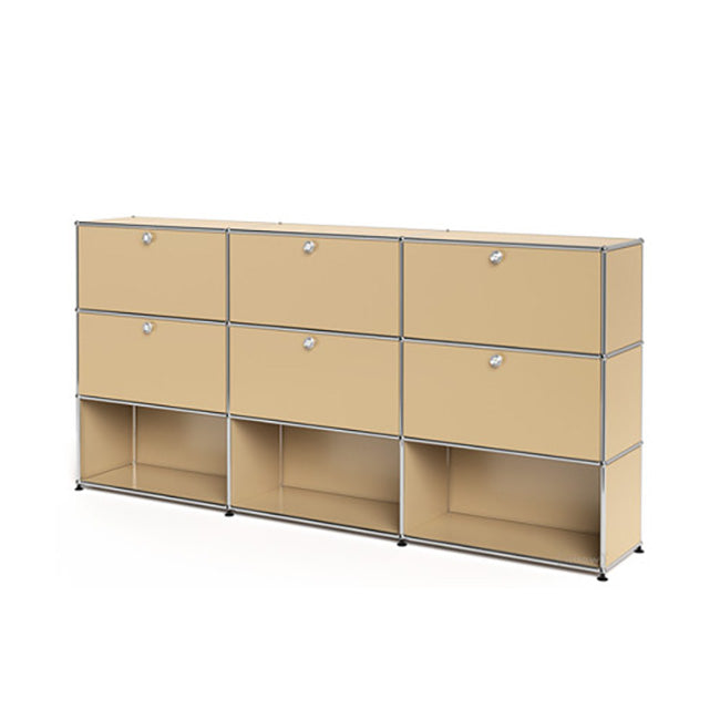 3x3 Modular Metal Highboard with 6 top doors & 4-3-3 pannels [W(750+750+750)XD350XH(350+350+350)] by Usm #USM Beige