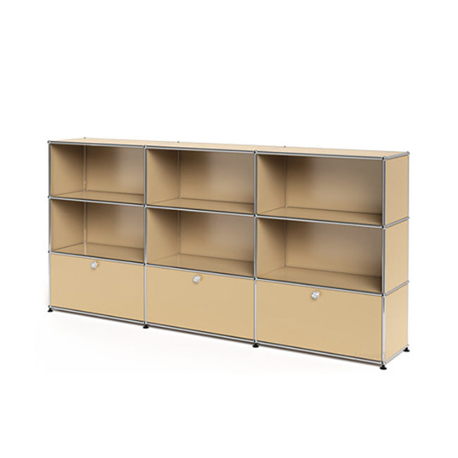 3x3 Modular Metal Highboard with 3 bottom doors & 4-3-3-4-3-3 pannels [W(750+750+750)XD350XH(350+350+350)] by Usm #USM Beige