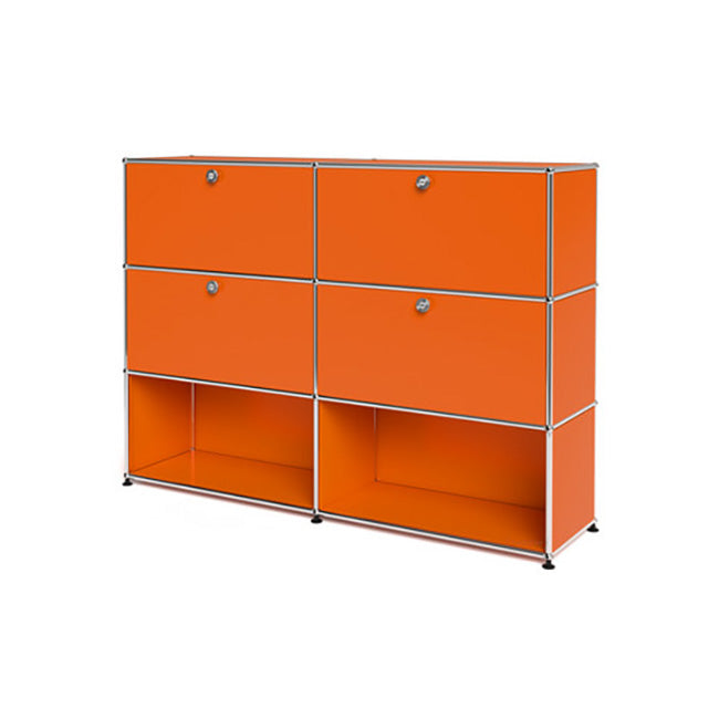 2x3 Modular Metal Highboard with 4 top doors [W(750+750)XD350XH(350+350+350)] by Usm #Pure Orange [RAL 2004]