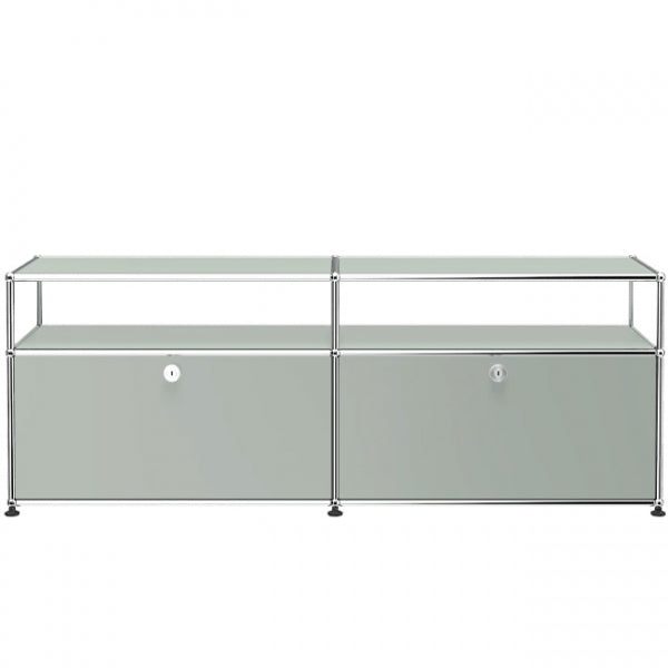 2x2 Modular Metal Sideboard with 2 bottom doors & 1-1 pannel [W(750+750)XD350XH(350+175)] by Usm #Light Gray [RAL 7035]