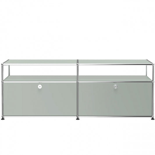 2x2 Modular Metal Sideboard with 2 bottom doors & 1-1 pannel [W(750+750)XD350XH(350+175)] by Usm #Light Gray [RAL 7035]