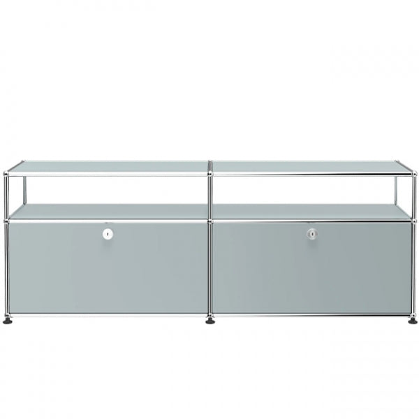 2x2 Modular Metal Sideboard with 2 bottom doors & 1-1 pannel [W(750+750)XD350XH(350+175)] by Usm #USM Matte Silver