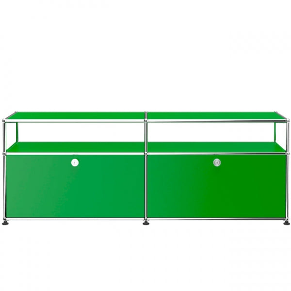 2x2 Modular Metal Sideboard with 2 bottom doors & 1-1 pannel [W(750+750)XD350XH(350+175)] by Usm #USM Green