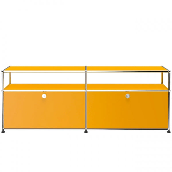 2x2 Modular Metal Sideboard with 2 bottom doors & 1-1 pannel [W(750+750)XD350XH(350+175)] by Usm #Golden Yellow [RAL 1004]