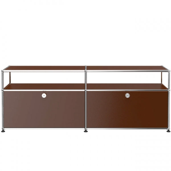 2x2 Modular Metal Sideboard with 2 bottom doors & 1-1 pannel [W(750+750)XD350XH(350+175)] by Usm #USM Brown