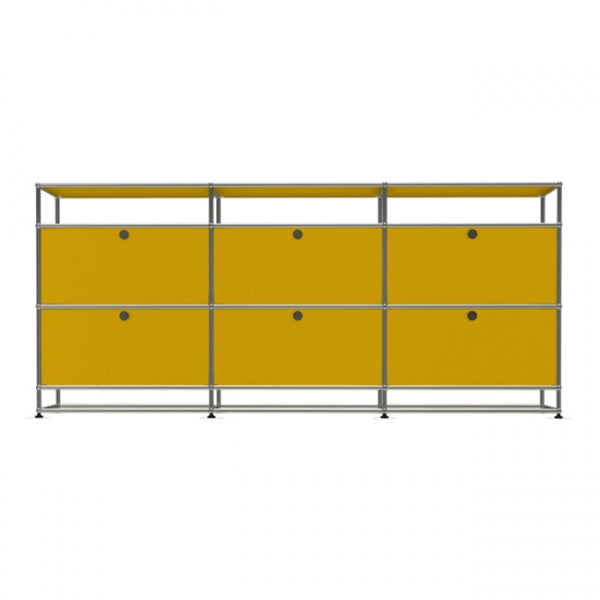 3x4 Modular Metal Sideboard with 6 middle doors & 0-0-0-1-1-1 pannel [W(750+750+750)XD350XH(100+350+350+175)] by Usm #Golden Yellow [RAL 1004]