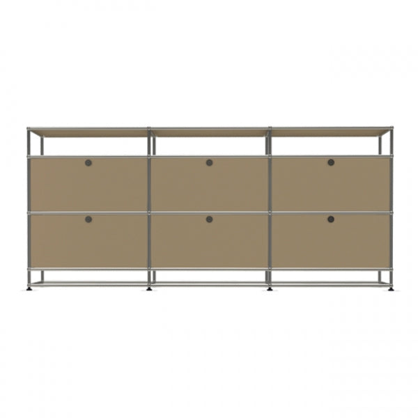 3x4 Modular Metal Sideboard with 6 middle doors & 0-0-0-1-1-1 pannel [W(750+750+750)XD350XH(100+350+350+175)] by Usm #USM Beige