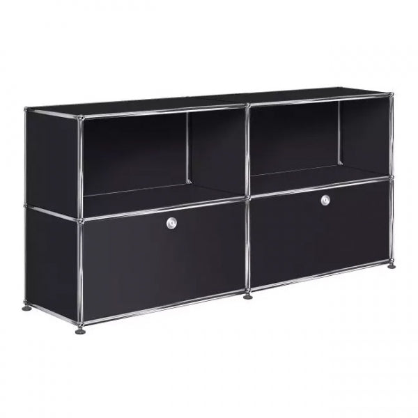 2x2 Modular Metal Sideboard with 2 bottom doors [W(750+750)XD350XH(350+350)] by Usm #Graphite Black [RAL 9011]