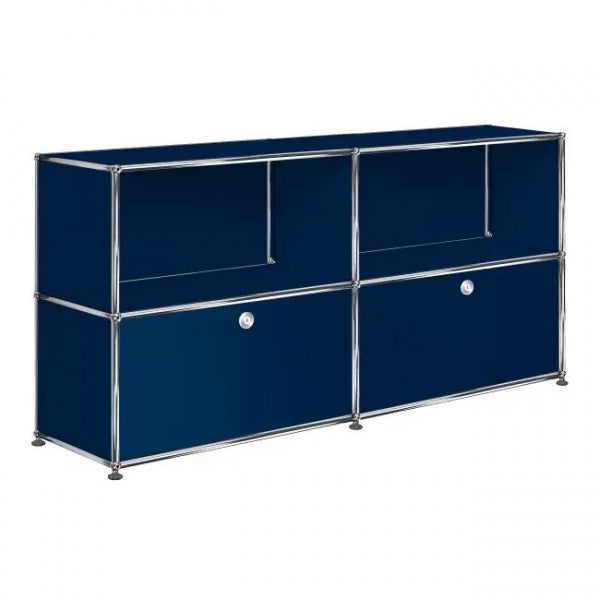 2x2 Modular Metal Sideboard with 2 bottom doors [W(750+750)XD350XH(350+350)] by Usm #Steel Blue [RAL 5011]