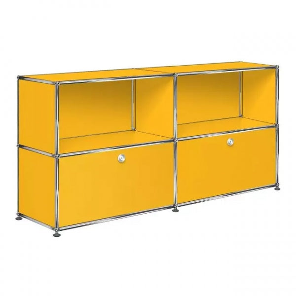 2x2 Modular Metal Sideboard with 2 bottom doors [W(750+750)XD350XH(350+350)] by Usm #Golden Yellow [RAL 1004]