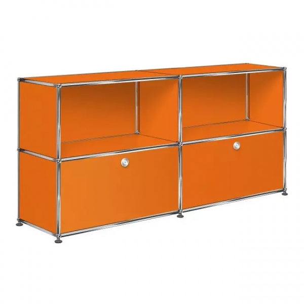 2x2 Modular Metal Sideboard with 2 bottom doors [W(750+750)XD350XH(350+350)] by Usm #Pure Orange [RAL 2004]