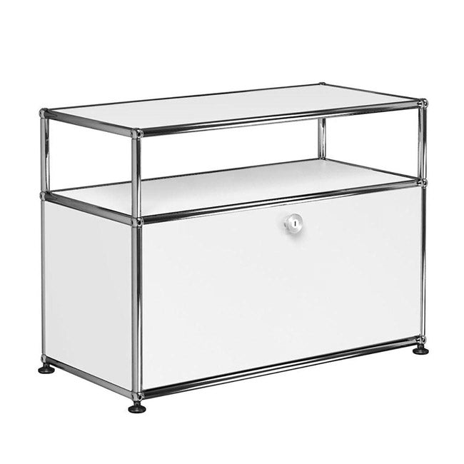 1x2 Modular Metal Sideboard with 1 bottom doors & 1 pannel [W750XD350XH(350+175)] by Usm #Pure White [RAL 9010]