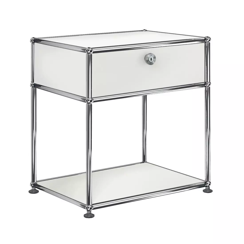 1x2 Modular Metal Sideboard with 1 top door & 1 pannel [W500XD350XH(395+175)] by Usm #Pure White [RAL 9010]