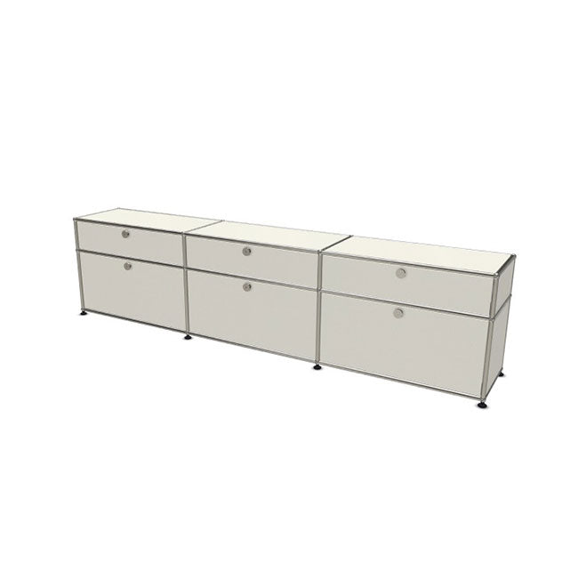 3x2 Modular Metal Sideboard with 6 doors [W(750+750+750)XD350XH(350+175)] by Usm #Pure White [RAL 9010]