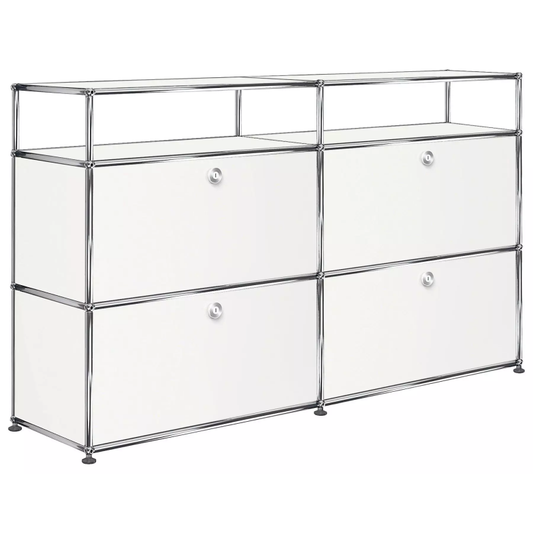 2x3 Modular Metal Highboard with 4 bottom doors & 1-1 Pannels [W(750+750)XD350XH(350+350+175)] by Usm #Pure White [RAL 9010]