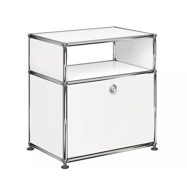 1x2 Modular Metal Sideboard with 1 bottom door & 3 pannels [W500XD350XH(350+175)] by Usm #Pure White [RAL 9010]