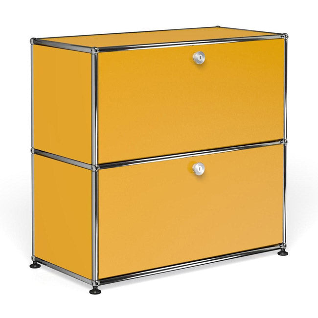 1x2 Modular Metal Sideboard with 2 doors [W750XD350XH(350+350)] by Usm #Golden Yellow [RAL 1004]