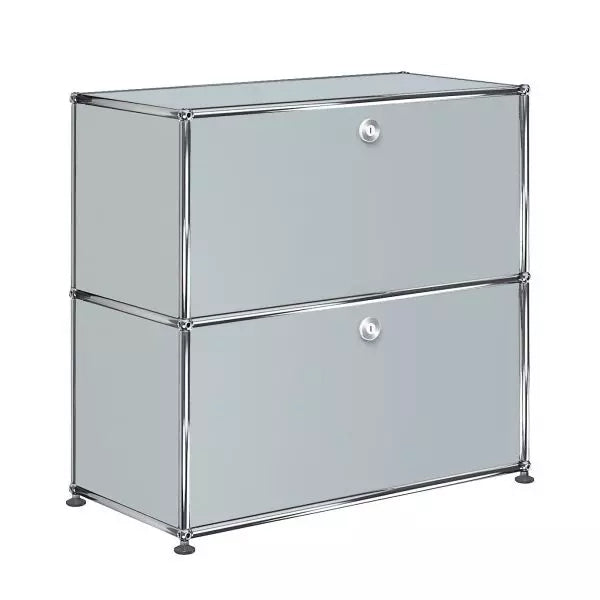 1x2 Modular Metal Sideboard with 2 doors [W750XD350XH(350+350)] by Usm #USM Matte Silver