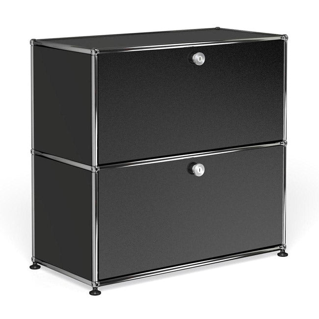 1x2 Modular Metal Sideboard with 2 doors [W750XD350XH(350+350)] by Usm #Graphite Black [RAL 9011]