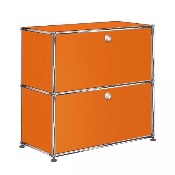 1x2 Modular Metal Sideboard with 2 doors [W750XD350XH(350+350)] by Usm #Pure Orange [RAL 2004]