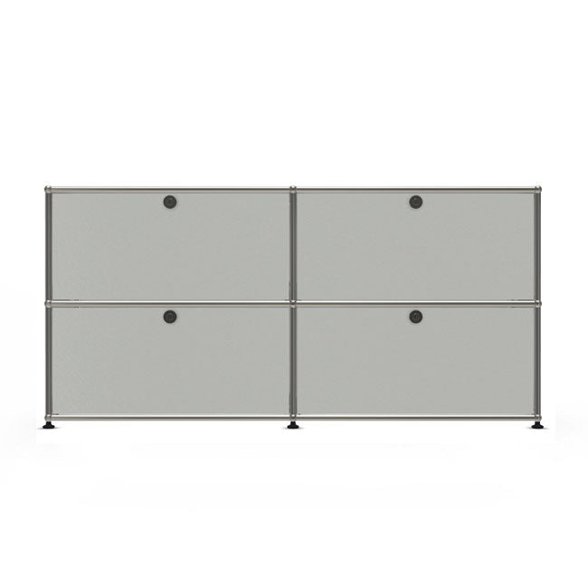 2x2 Modular Metal Sideboard with 4 doors [W(750+750)XD350XH(350+350)] by Usm #Light Gray [RAL 7035]