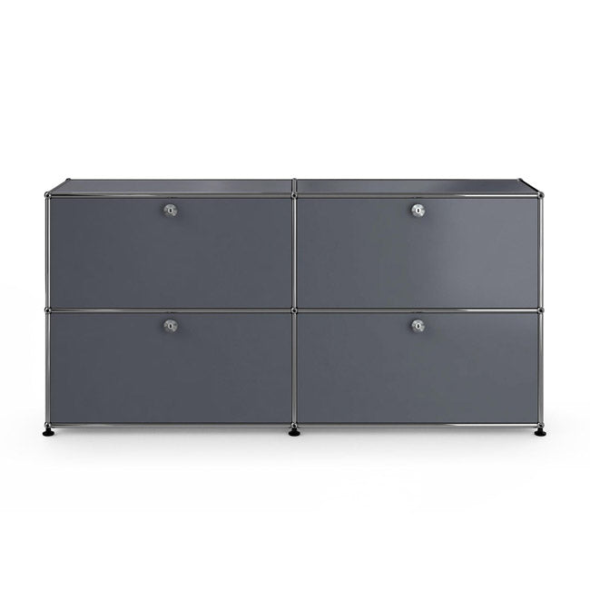 2x2 Modular Metal Sideboard with 4 doors [W(750+750)XD350XH(350+350)] by Usm #USM Mid-Gray