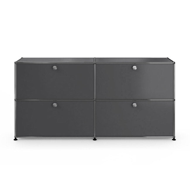 2x2 Modular Metal Sideboard with 4 doors [W(750+750)XD350XH(350+350)] by Usm #Anthracite [RAL 7016]