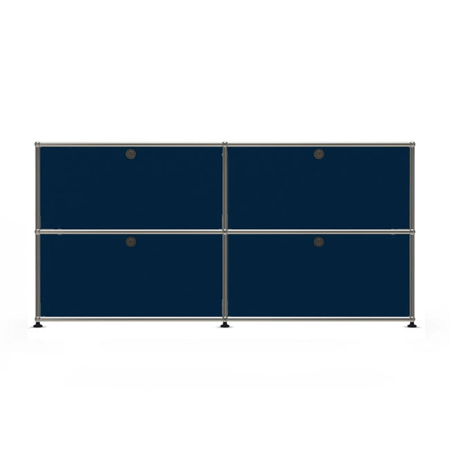 2x2 Modular Metal Sideboard with 4 doors [W(750+750)XD350XH(350+350)] by Usm #Steel Blue [RAL 5011]