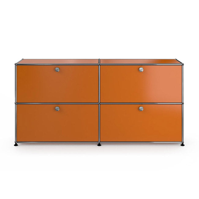 2x2 Modular Metal Sideboard with 4 doors [W(750+750)XD350XH(350+350)] by Usm #Pure Orange [RAL 2004]