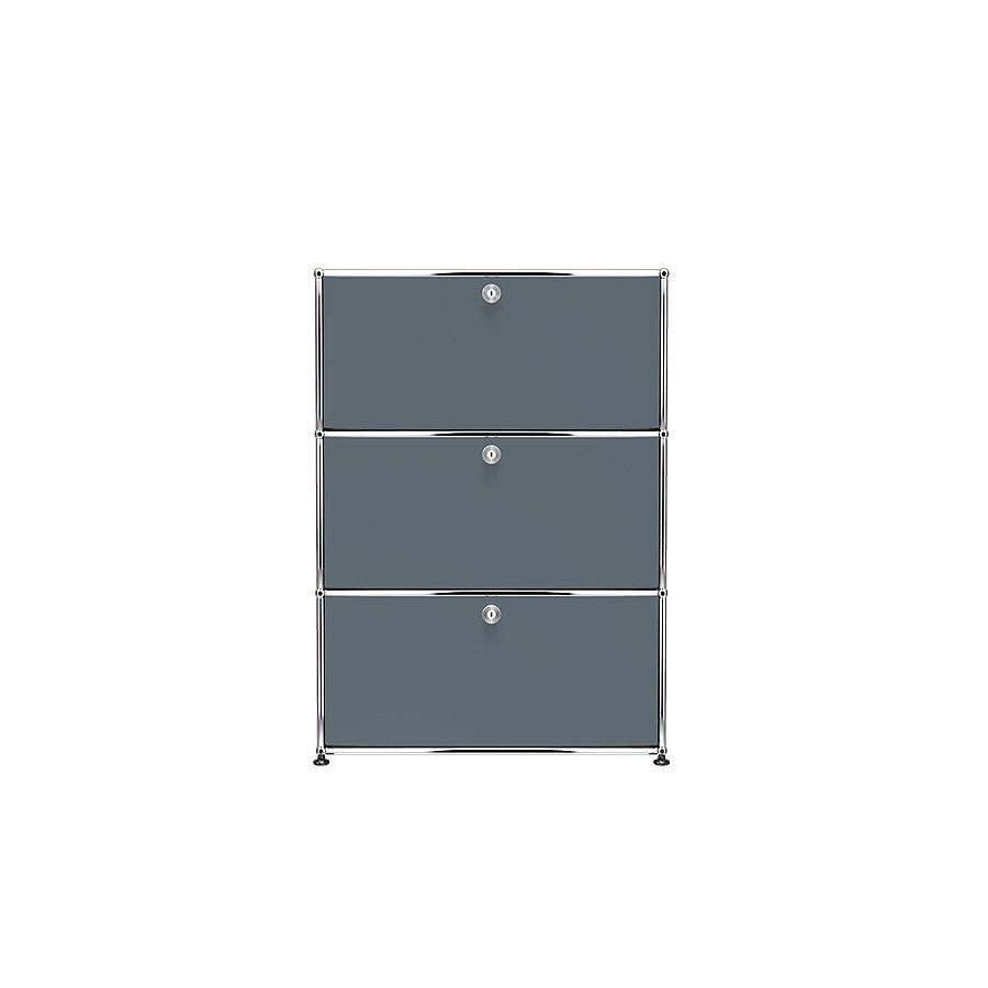 1x3 Modular Metal Highboard with 3 doors [W750XD350XH(350+350+350)] by Usm #USM Mid-Gray