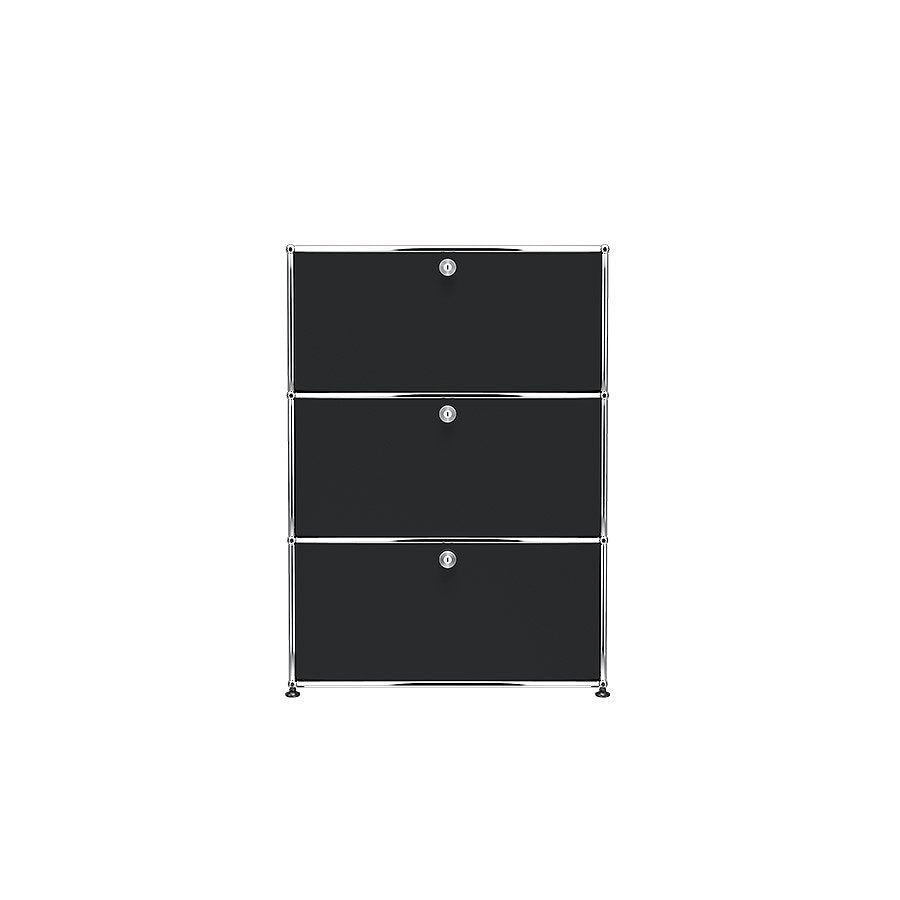 1x3 Modular Metal Highboard with 3 doors [W750XD350XH(350+350+350)] by Usm #Graphite Black [RAL 9011]