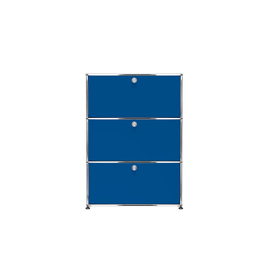 1x3 Modular Metal Highboard with 3 doors [W750XD350XH(350+350+350)] by Usm #Gentian Blue [RAL 5010]