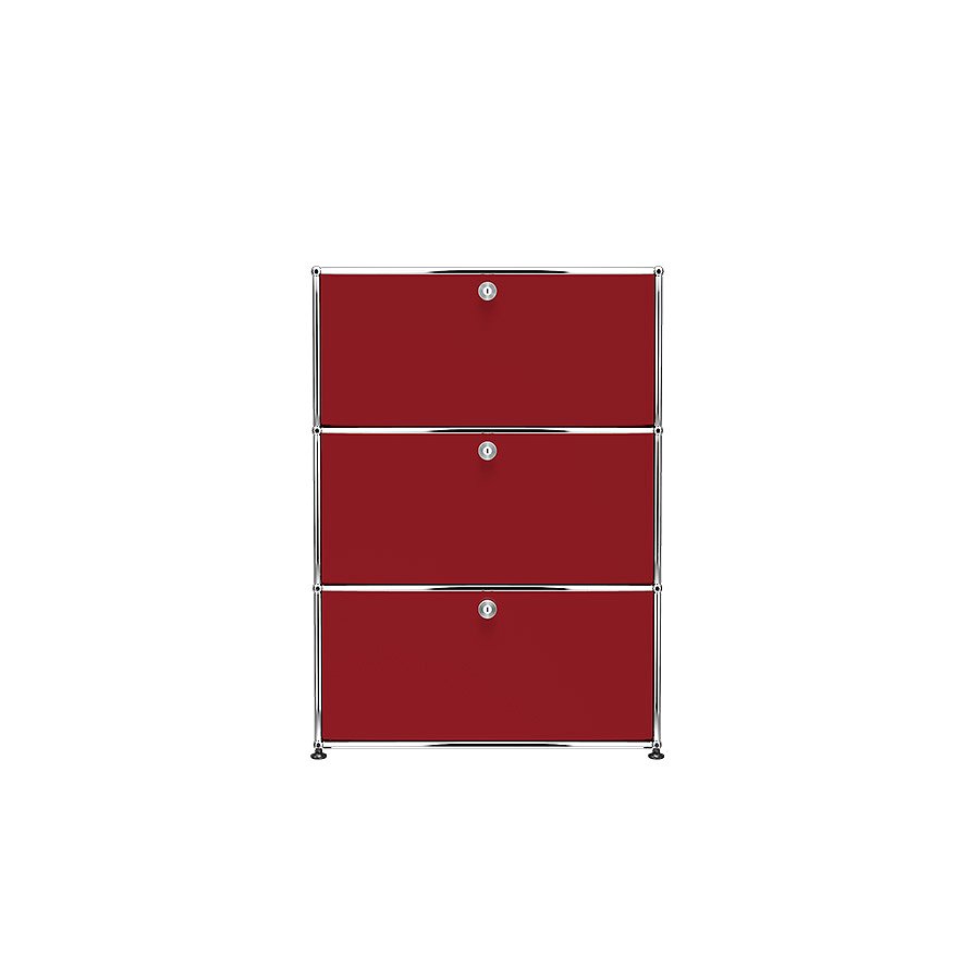 1x3 Modular Metal Highboard with 3 doors [W750XD350XH(350+350+350)] by Usm #USM Ruby Red