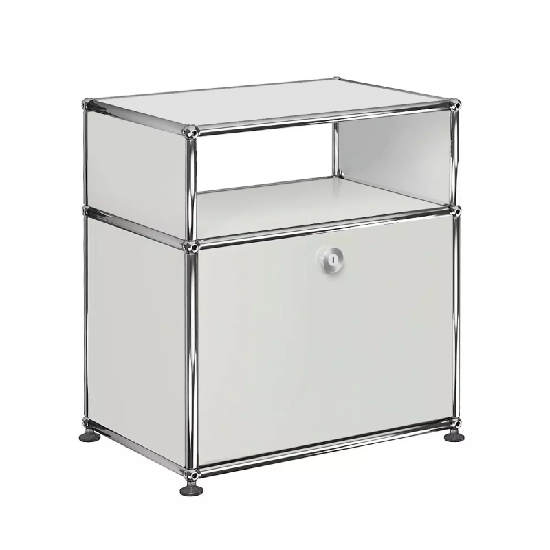 1x2 Modular Metal Sideboard with 1 bottom door & 3 pannels [W500XD350XH(350+175)] by Usm #Light Gray [RAL 7035]