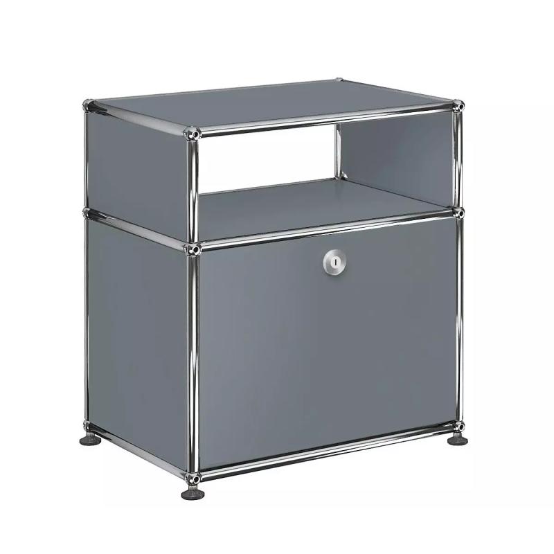 1x2 Modular Metal Sideboard with 1 bottom door & 3 pannels [W500XD350XH(350+175)] by Usm #USM Mid-Gray