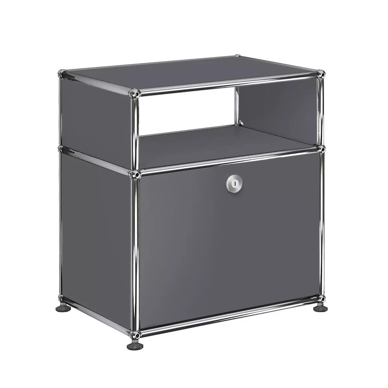 1x2 Modular Metal Sideboard with 1 bottom door & 3 pannels [W500XD350XH(350+175)] by Usm #Anthracite [RAL 7016]