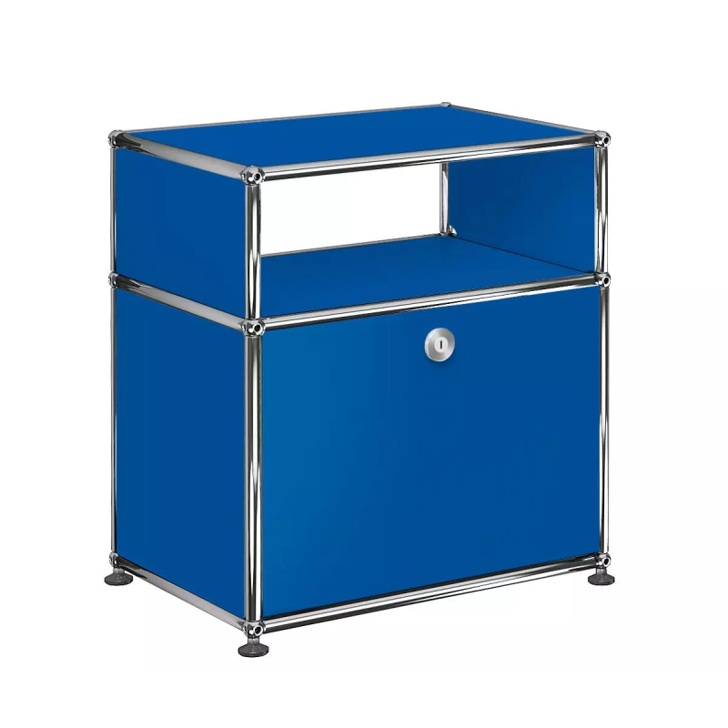 1x2 Modular Metal Sideboard with 1 bottom door & 3 pannels [W500XD350XH(350+175)] by Usm #Gentian Blue [RAL 5010]